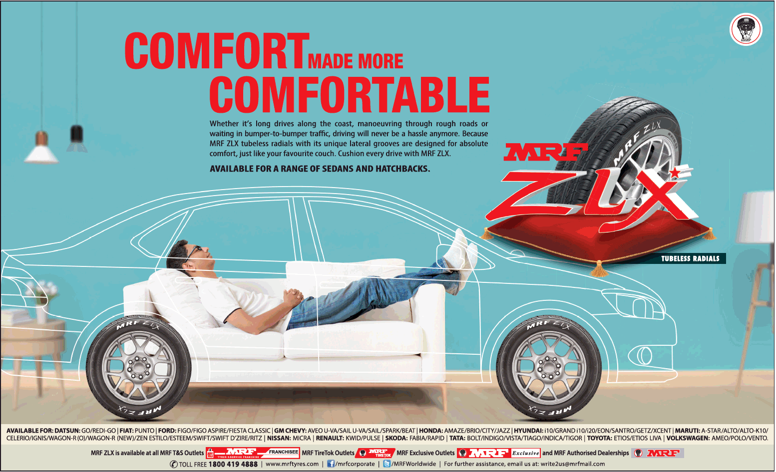 Mrf Zlx Tyres Comfort Made More Comfortable Ad Advert Gallery