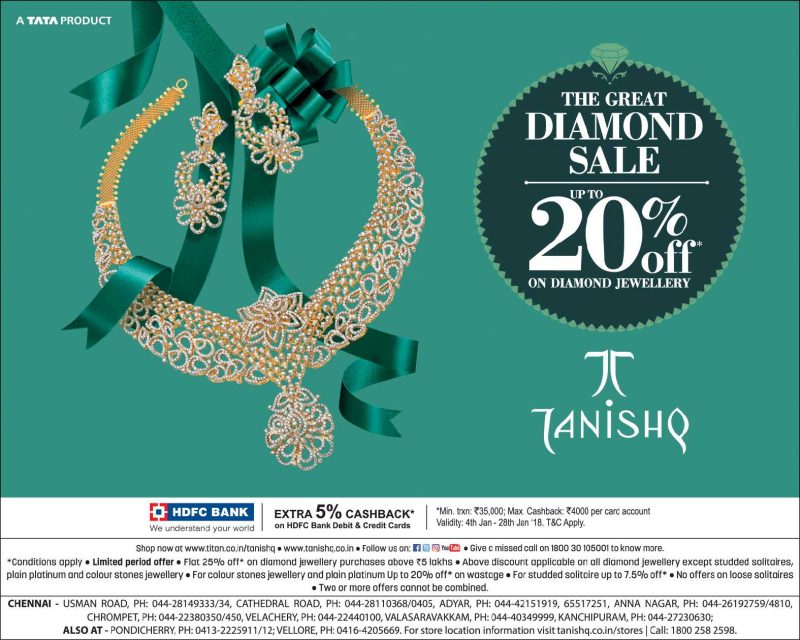 Tanishq The Great Diamond Sale Upto 20% Off Ad - Advert Gallery