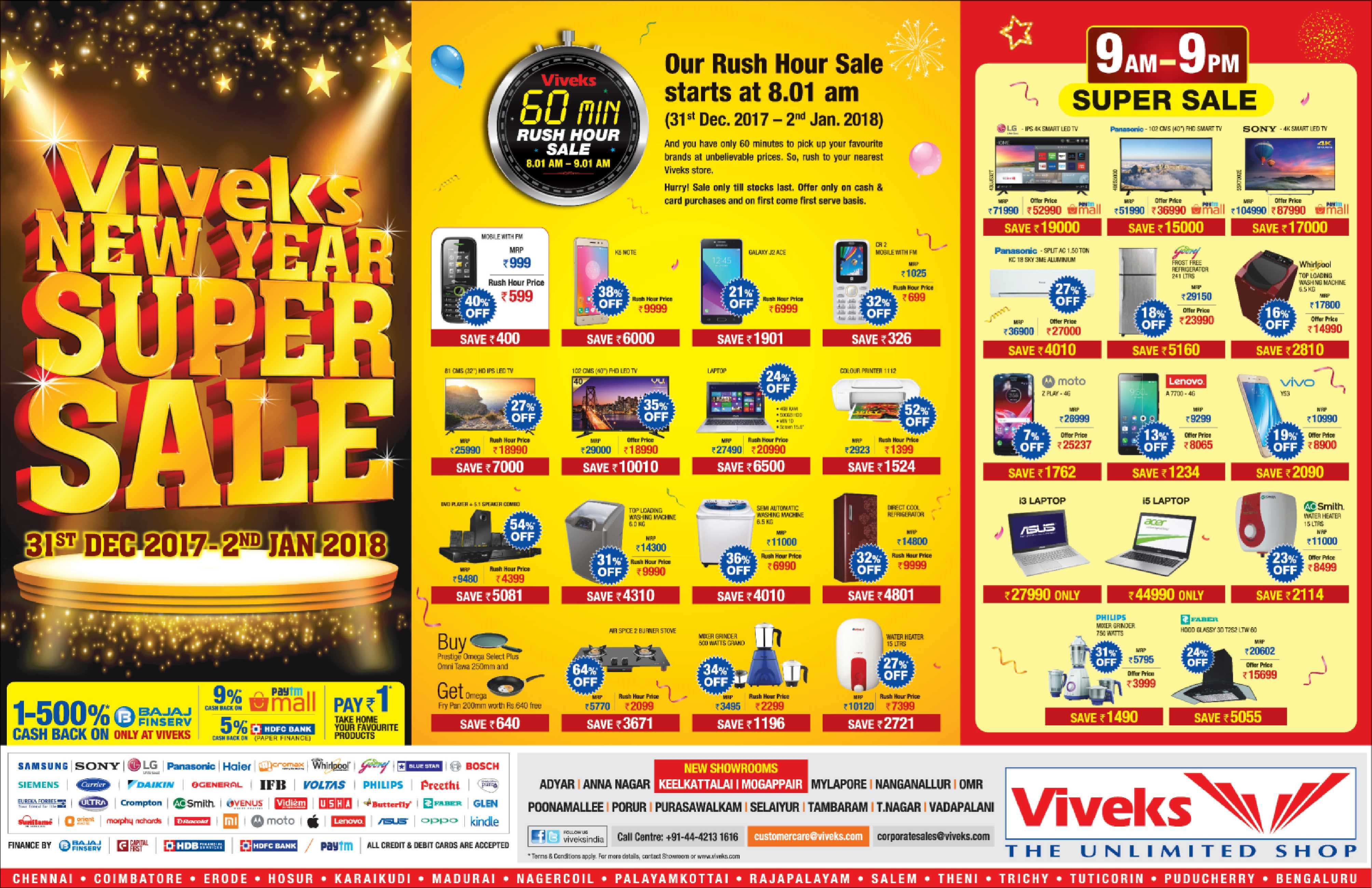 Viveks The Unlimited Shop New Year Super Sale Ad - Advert Gallery