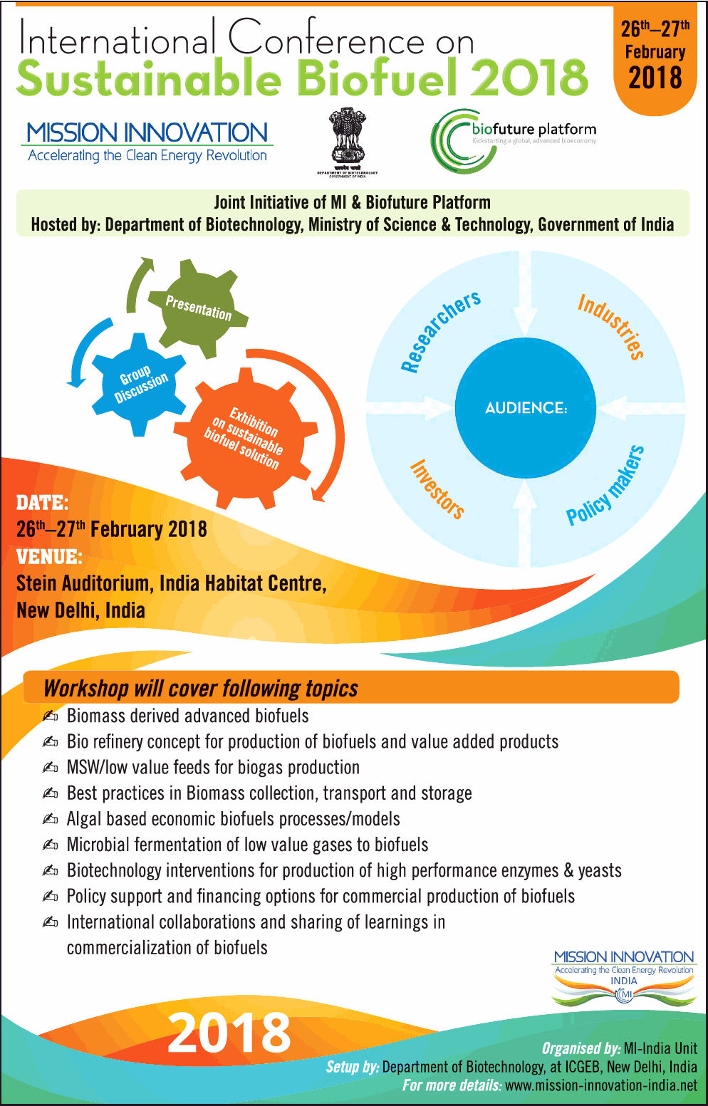 International Conference On Sustainable Biofuel 2018 Mission Innovation ...