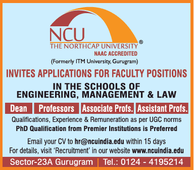 Ncu The Northcap University Invites Applications For Faculty Positions ...