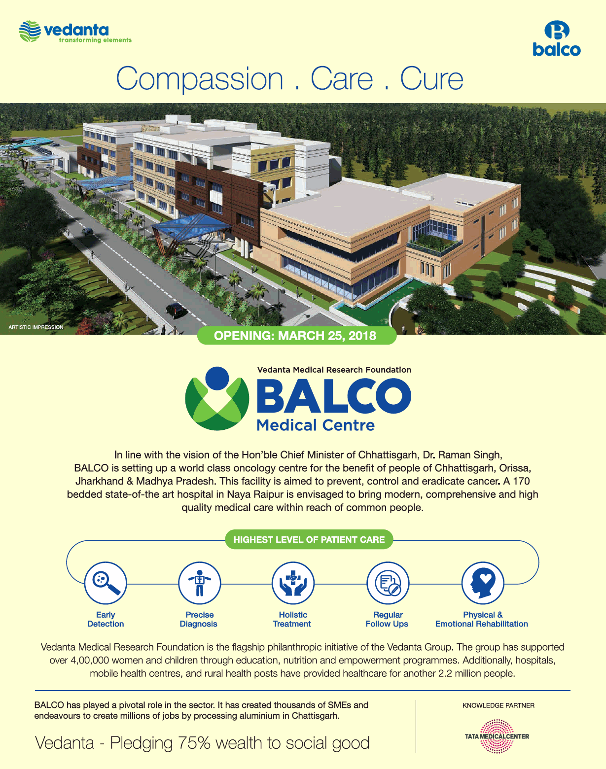 Vedanta Transforming Balco Medical Centre Opening March 25th 2018 Ad