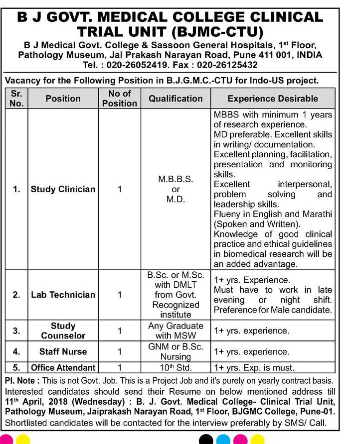 clinical research vacancy pune