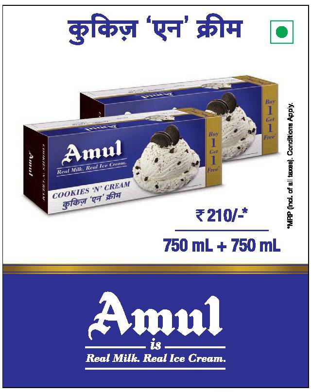 Amul Is Real Milk Real Ice Cream Cookies N Cream Ad - Advert Gallery