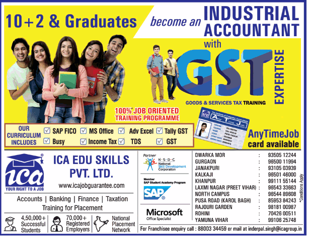 Ica Edu Skills Pvt Ltd 10 Plus 2 And Graduates Become An Industrial ...