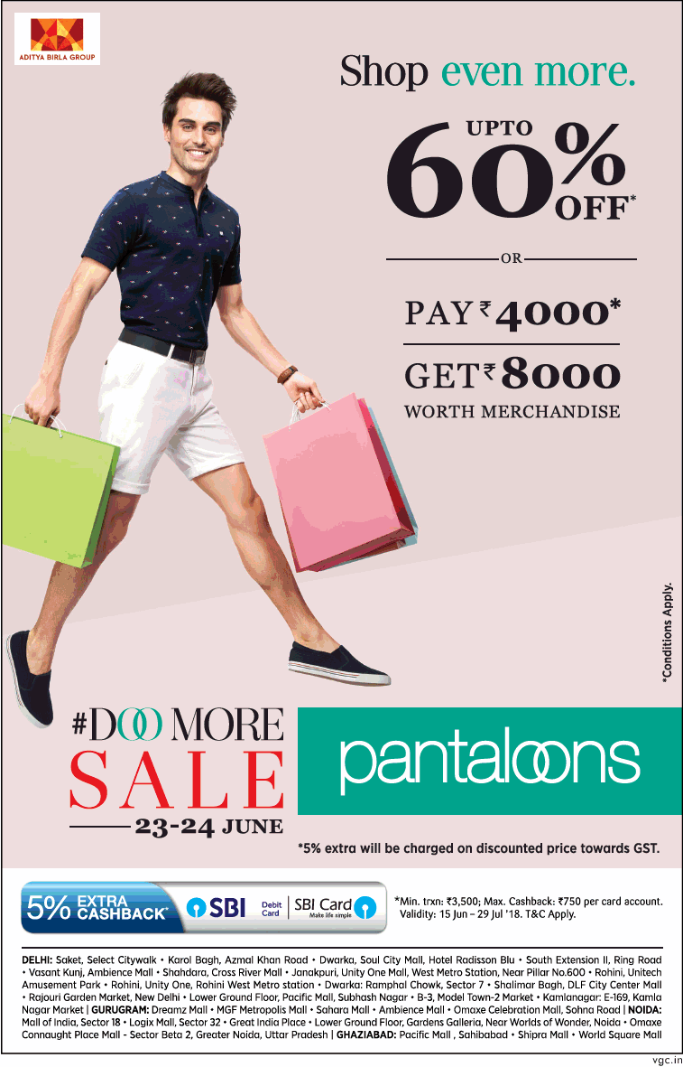 Pantaloons Shop Even More Upto 60% Off Ad - Advert Gallery