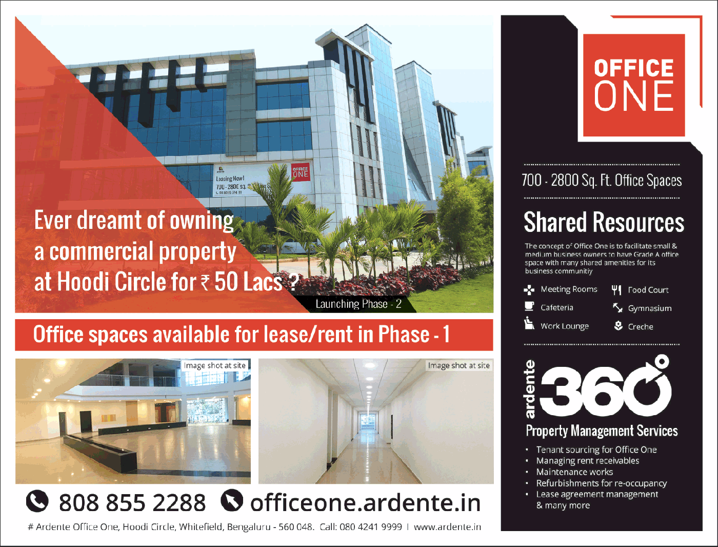360 Degree Property Office Spaces Available For Lease And Rent Ad Times Of India Bangalore 13 07 2018 