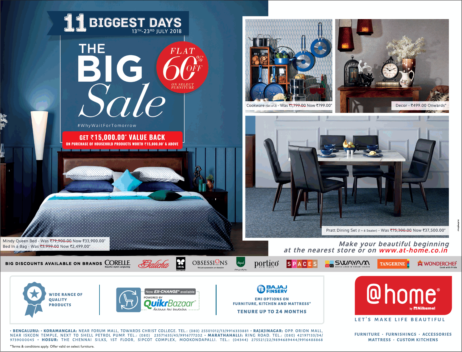 At Home Furniture The Big Sale Flat 60% Off Ad - Advert Gallery