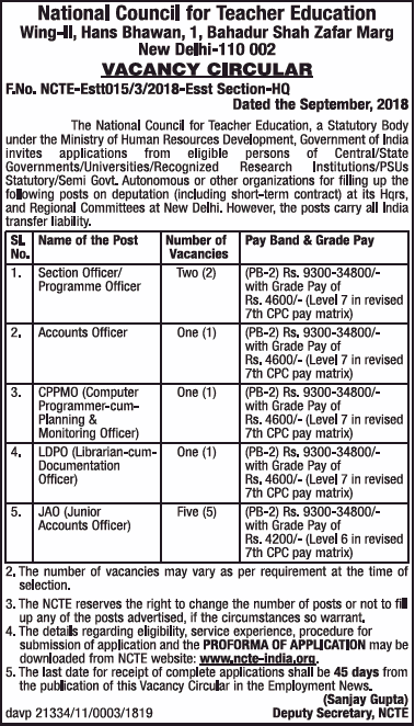 national-council-for-teacher-education-vacancy-circular-ad-advert-gallery