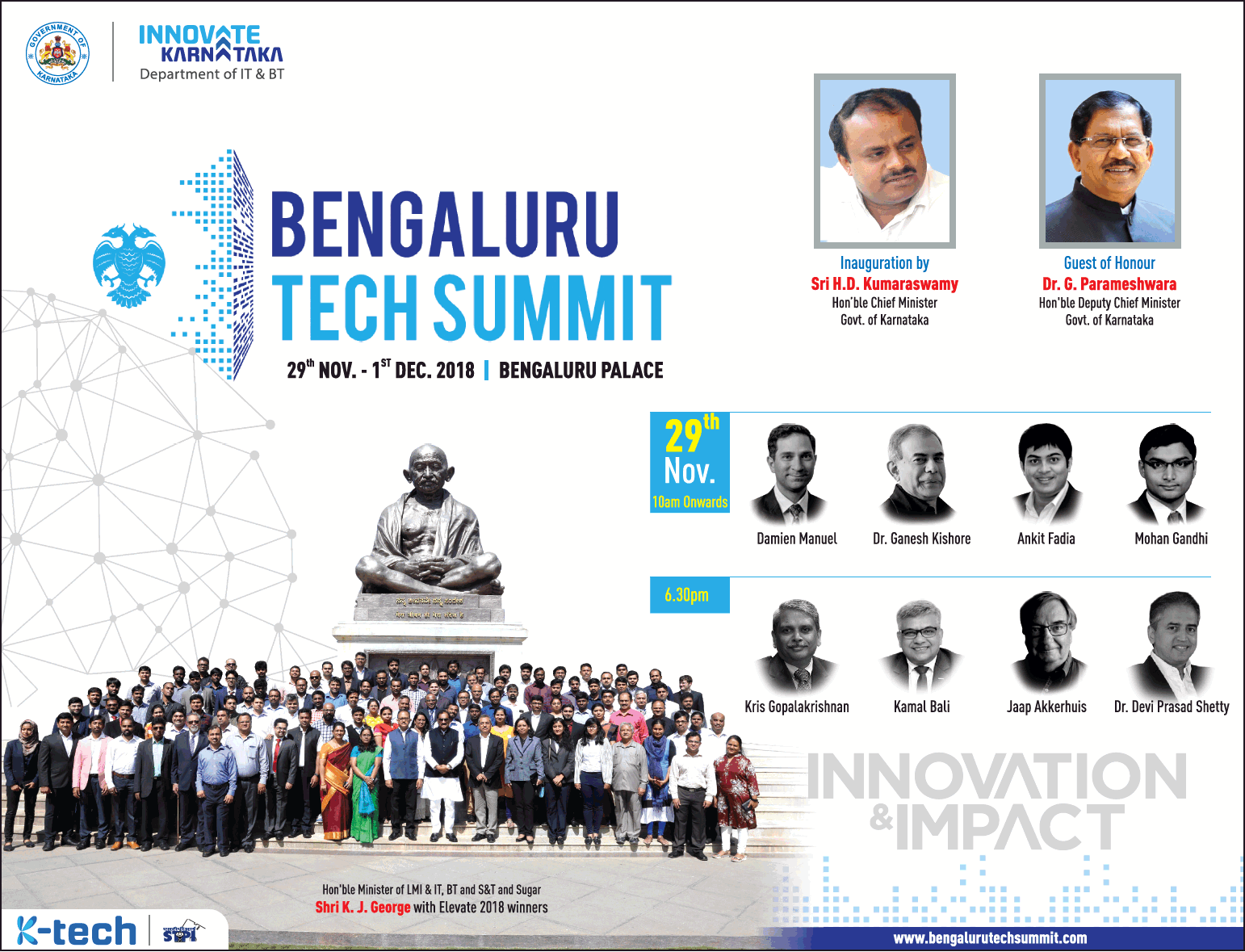 Innovative Karnataka Bengaluru Tech Summit 29th Nov Ad In Times Of ...