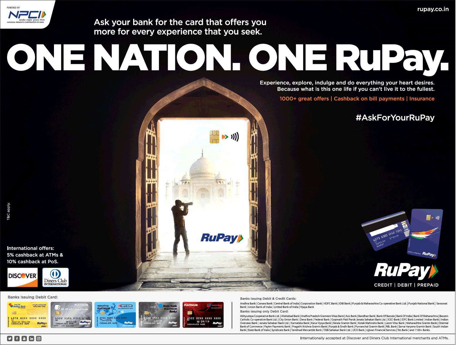 Rupay Card One Nation One Rupay Ad in Bombay Times - Advert Gallery